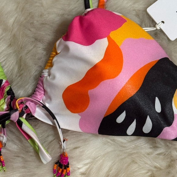 Seafolly Rio Drawstring Bikini Top Beaded‎ Beach Vacation Pool Resort Size 4 S - Picture 6 of 10